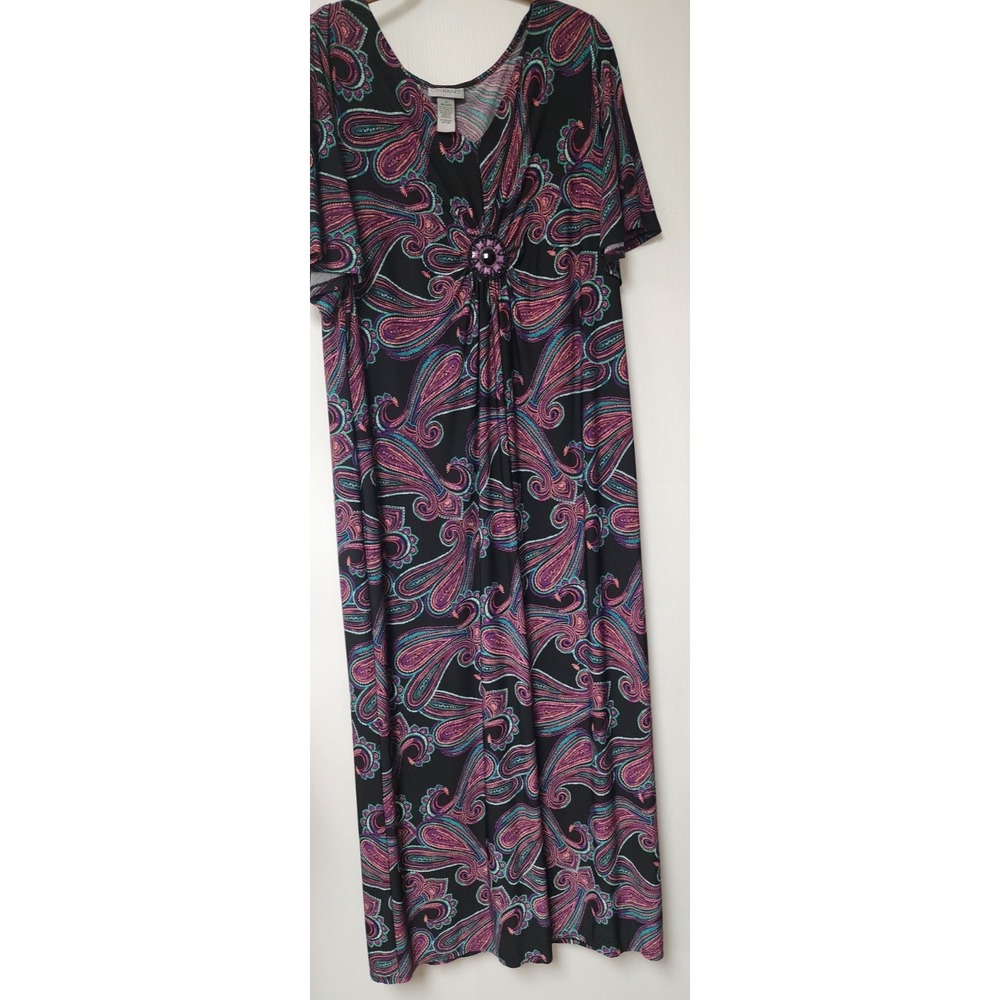 Catherines  Womens Multicolor V Neck Maxi Dress‎ Size 1X 18/20W